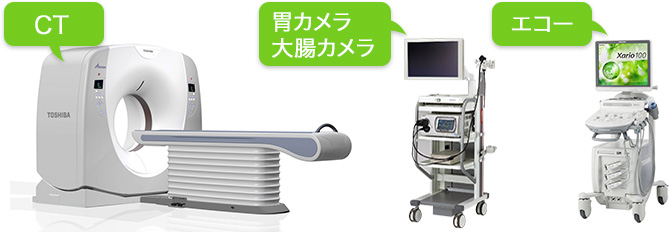 CT、胃カメラ、大腸カメラ、エコー